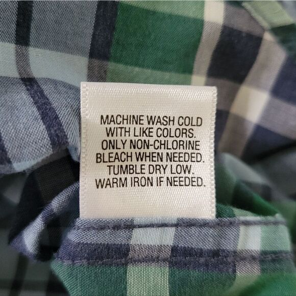 Sonoma Goods For Life® Men's Blue Green Plaid Button-down Short Sleeve Shirt - Picture 10 of 13